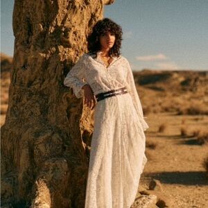 Sezane Aglae lace maxi skirt, 6, ecru